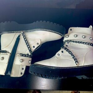 White chain chunky boots